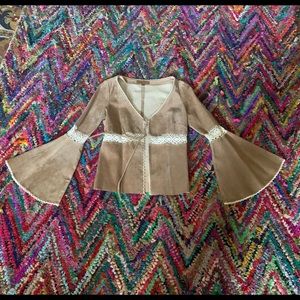 1990s vintage leather flare light jacket boho